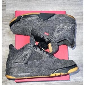 Jordan 4 Retro x Levi's Black Denim 2018 Size 10 Levi Tag Rare